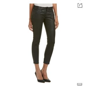 The Kooples leather effect short fit jeans